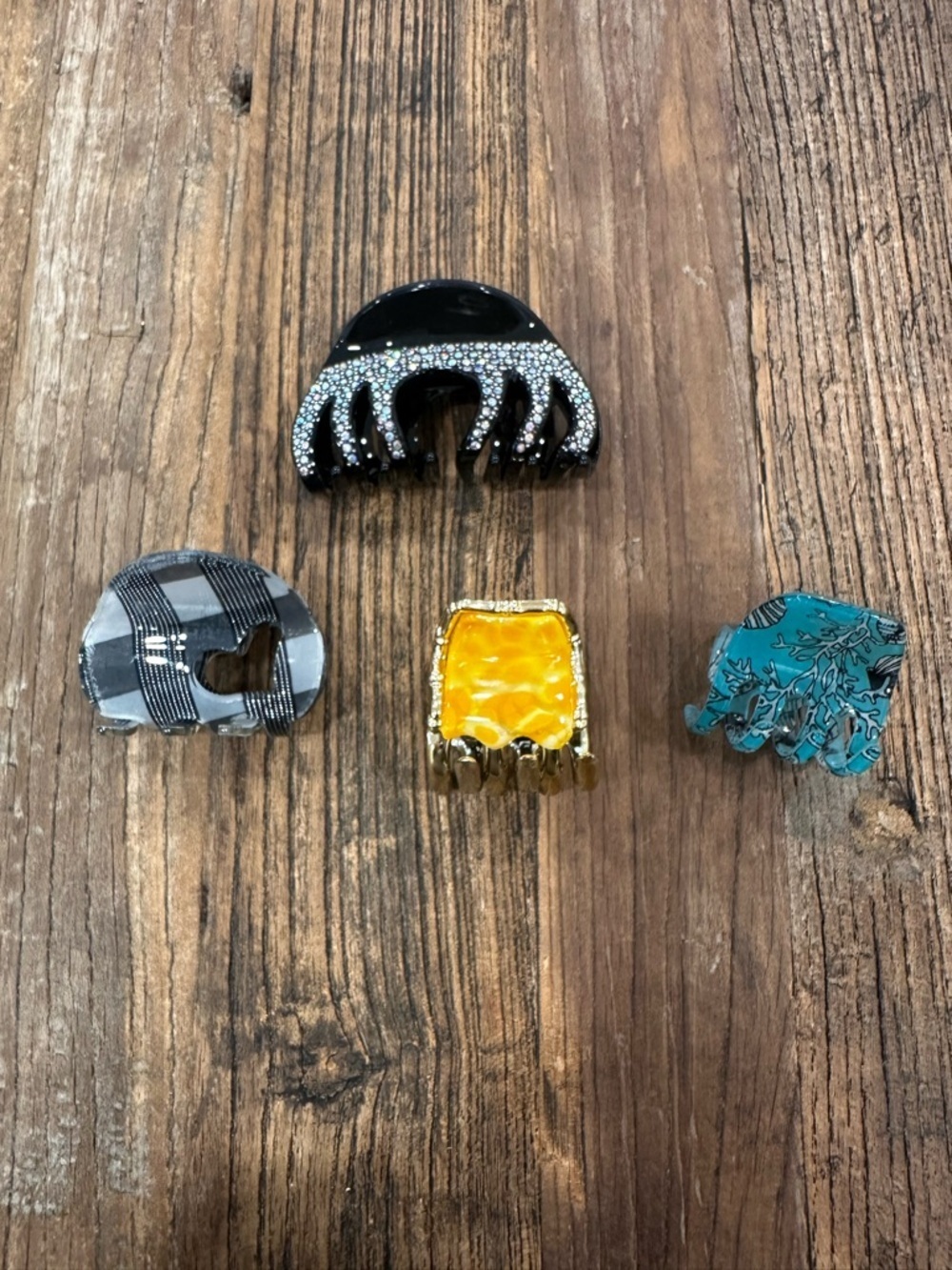 Assorted Kids Hair Claw Clips - Black, Gray, Yellow, Teal - Set of 5